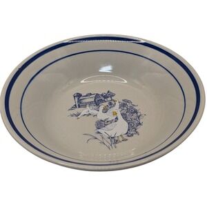 Vintage Century Stoneware‎ Bowl Cereal Soup Goose Barn Blue 1980s Seven In SEE